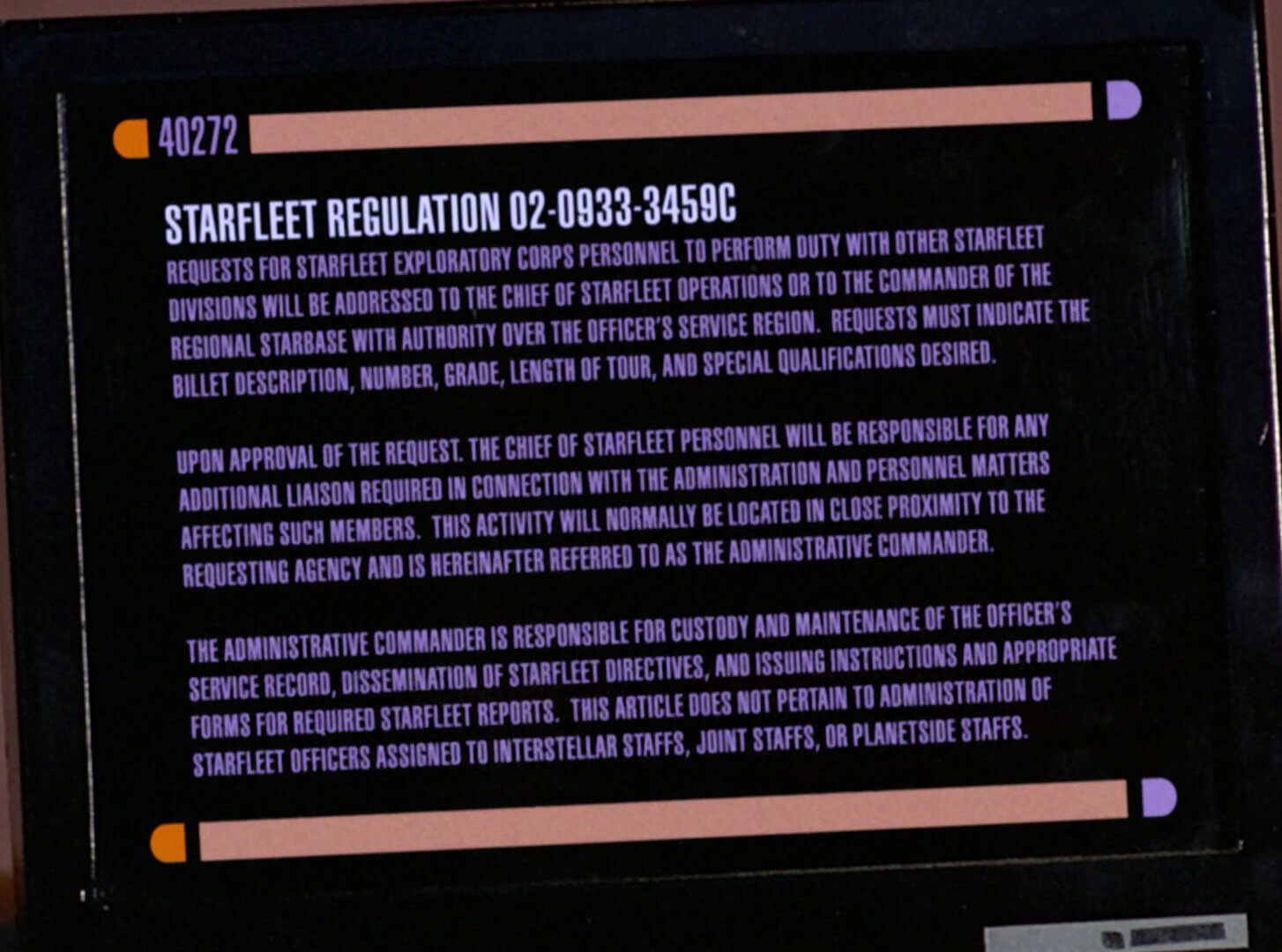 Star Trek computer screen.