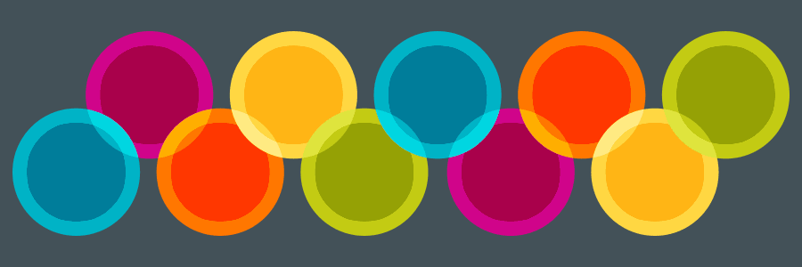 Concept illustration of color circles overlapping