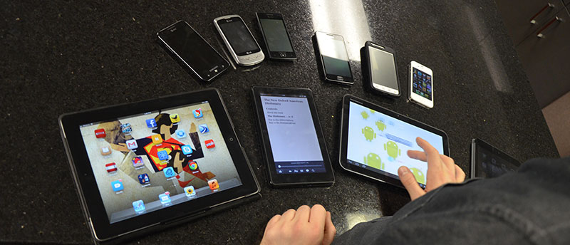 A series of mobile and tablet devices demonstrating mobility.