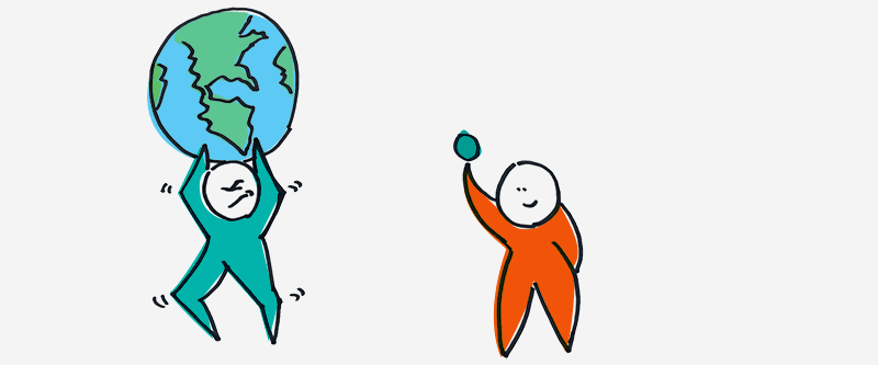 visual weight illustration man holding the earth
