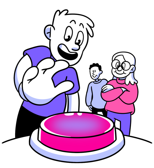 research panel illustration of someone pressing a button