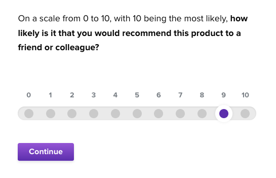 net promoter score question example applied to consumer preference testing